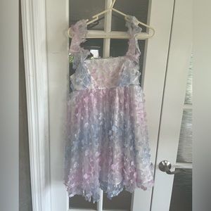 Storia 3D flower Mini Dress Small white/lavender/blue